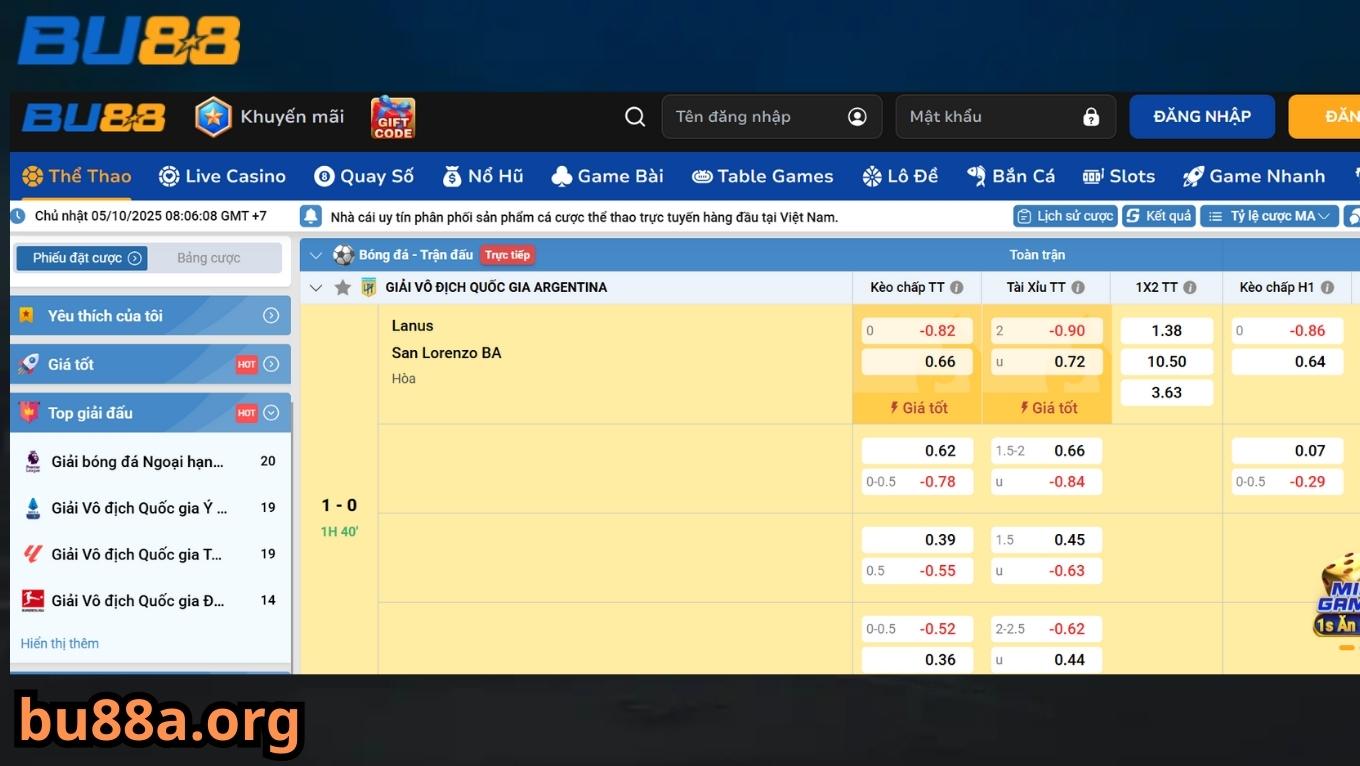 Cá cược bóng đá tại sảnh cược thể thao BU88