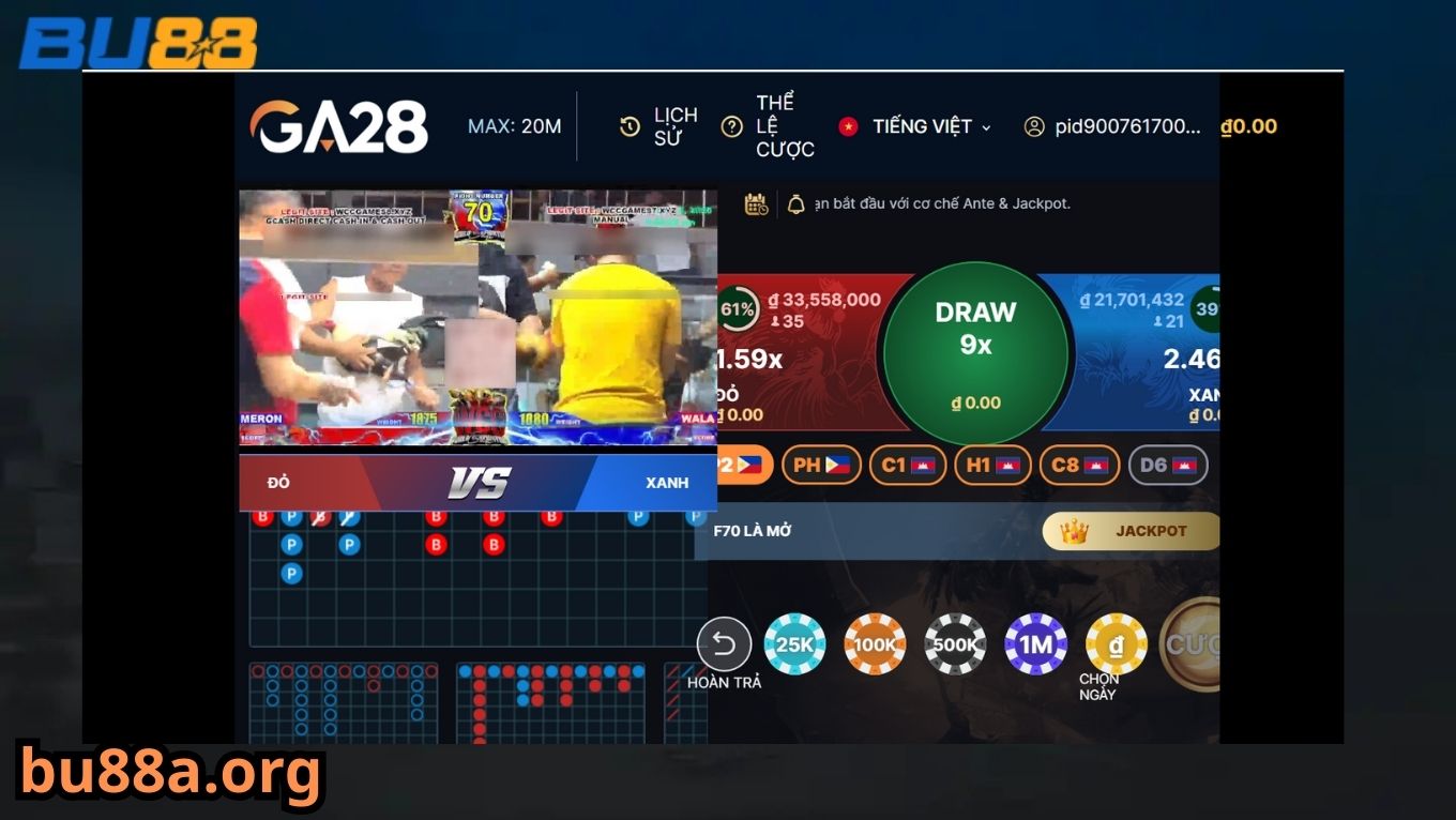 Đá gà BU88 được phát live