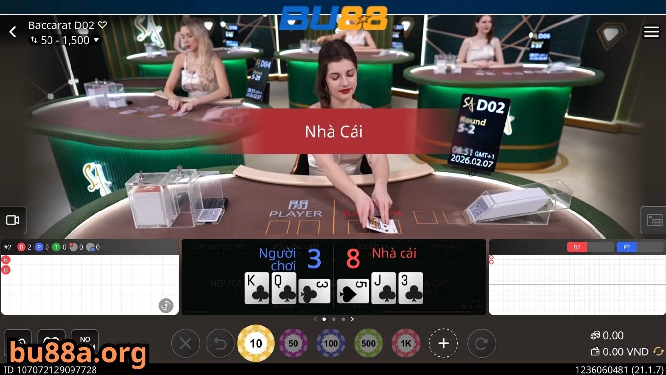 Siêu phẩm cá cược live baccarat BU88